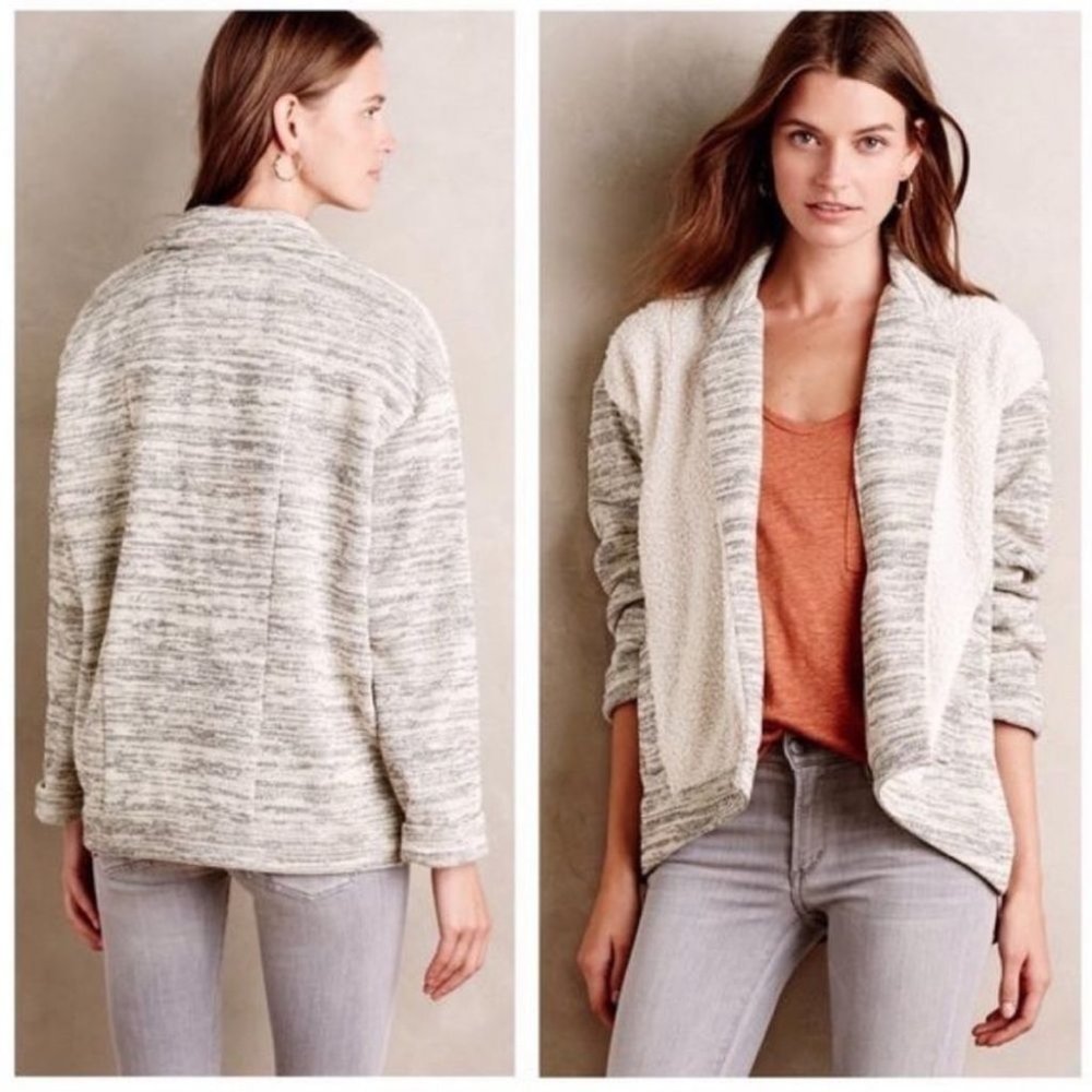 Anthropologie Saturday Sunday Fleece Sweater Jacket Shacket - Picture 1 of 13